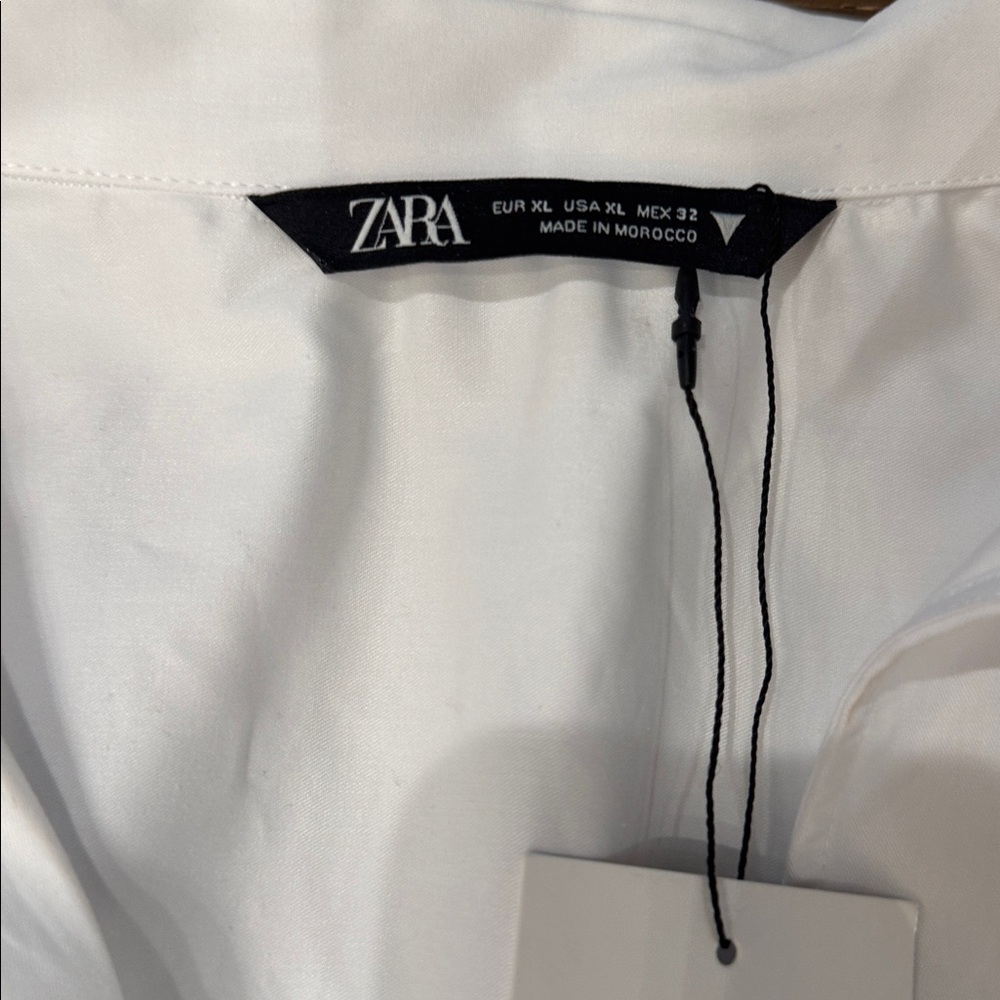 ZARA White Ruched Tie Front Blouse Peplum Top NWT size XL - Picture 3 of 4